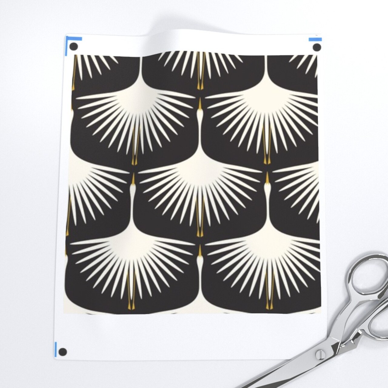 Black And Ivory Mid Century Mod Geometric Swans Art Deco Elegant Feathers Custom Pre-pasted Wallpaper by Spoonflower Pre-Pasted Wallpaper 2FT Wide